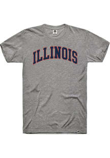 Rally Illinois Fighting Illini Grey Arch Name Short Sleeve T Shirt