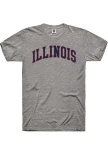 Illinois Fighting Illini Grey Rally Arch Name Logo Short Sleeve T Shirt