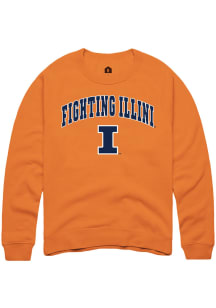 Rally Illinois Fighting Illini Mens Orange Arch Mascot Long Sleeve Crew Sweatshirt