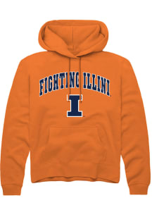 Rally Illinois Fighting Illini Mens Orange Arch Mascot Long Sleeve Hoodie