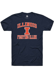 Rally Illinois Fighting Illini Navy Blue Arch Name Short Sleeve T Shirt
