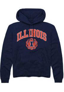 Rally Illinois Fighting Illini Mens Navy Blue Arch Seal Long Sleeve Hoodie