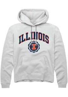 Rally Illinois Fighting Illini Mens White Arch Seal Long Sleeve Hoodie