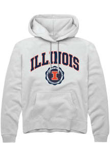 Rally Illinois Fighting Illini Mens White Arch Seal Long Sleeve Hoodie