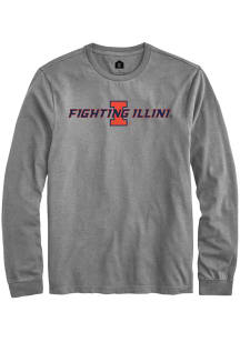 Rally Illinois Fighting Illini Grey Number One Fighting Illini Long Sleeve T Shirt
