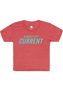 Rally KC Current Youth Red Wordmark Melange Short Sleeve T-Shirt