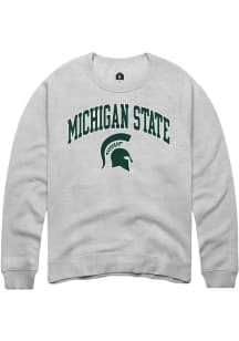 Rally Michigan State Spartans Mens Grey Arch Mascot Long Sleeve Crew Sweatshirt
