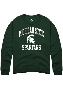 Rally Michigan State Spartans Mens Green no1 Graphic Long Sleeve Crew Sweatshirt