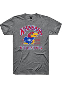 Rally Kansas Jayhawks Grey Nursing Short Sleeve Fashion T Shirt