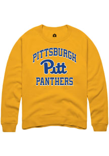 Rally Pitt Panthers Mens Gold Number 1 Long Sleeve Crew Sweatshirt