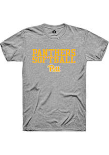 Rally Pitt Panthers Grey Stacked Softball Short Sleeve T Shirt