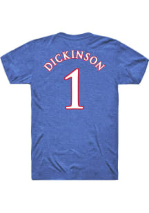 Hunter Dickinson Kansas Jayhawks Blue Basketball Name And Number Short Sleeve Player T Shirt