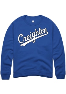 Rally Creighton Bluejays Mens Blue Triblend Vintage Script Long Sleeve Fashion Sweatshirt