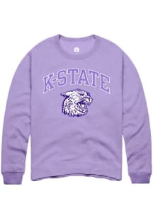 Rally K-State Wildcats Mens Lavender Triblend Vintage Arch Mascot Long Sleeve Fashion Sweatshirt