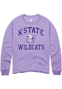 Rally K-State Wildcats Mens Lavender Triblend Vintage Number One Long Sleeve Fashion Sweatshirt