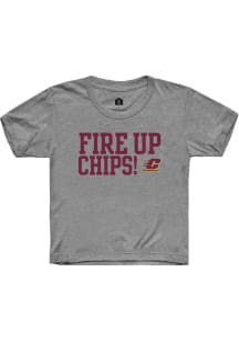 Rally Central Michigan Chippewas Youth Grey Fire Up Short Sleeve T-Shirt