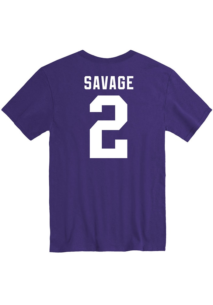 Kobe Savage K-State Wildcats Purple Football Name and Number Short Sleeve Player T Shirt