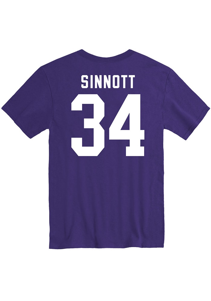 Ben Sinnott K-State Wildcats Purple Football Name and Number Short Sleeve Player T Shirt