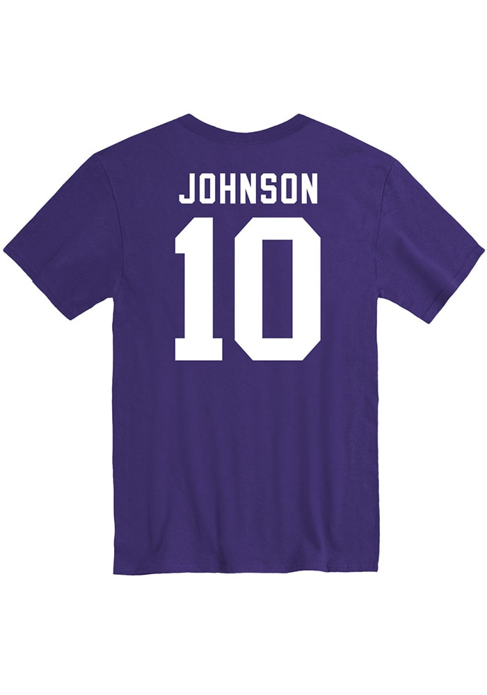 Keagan Johnson K-State Wildcats Purple Football Name and Number Short Sleeve Player T Shirt