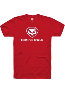 Rally Temple Owls Red Wordmark Short Sleeve T Shirt