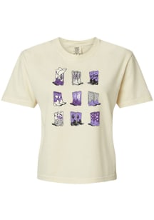 Rally TCU Horned Frogs Womens Ivory Boots Boxy Short Sleeve T-Shirt