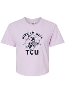 Rally TCU Horned Frogs Womens Lavender Give Em Hell Boxy Short Sleeve T-Shirt