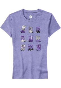 Rally TCU Horned Frogs Womens Lavender Boots Short Sleeve T-Shirt