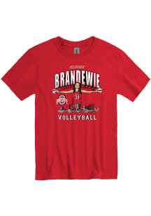Eloise Brandewie Ohio State Buckeyes Red Caricature Short Sleeve Player T Shirt