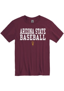Arizona State Sun Devils Maroon Baseball Stacked Short Sleeve T Shirt