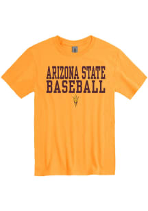 Arizona State Sun Devils Gold Baseball Stacked Short Sleeve T Shirt