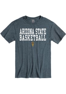 Arizona State Sun Devils Charcoal Basketball Stacked Short Sleeve T Shirt