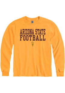 Arizona State Sun Devils Gold Football Stacked Long Sleeve T Shirt