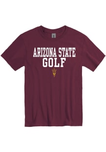 Arizona State Sun Devils Maroon Golf Stacked Short Sleeve T Shirt