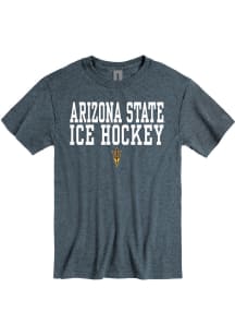 Arizona State Sun Devils Charcoal Ice Hockey Stacked Short Sleeve T Shirt
