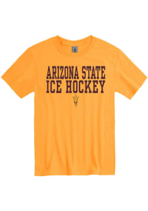 Arizona State Sun Devils Gold Ice Hockey Stacked Short Sleeve T Shirt