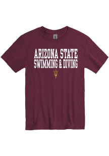 Arizona State Sun Devils Maroon Swimming And Diving Stacked Short Sleeve T Shirt