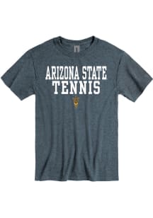 Arizona State Sun Devils Charcoal Tennis Stacked Short Sleeve T Shirt