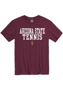 Arizona State Sun Devils Maroon Tennis Stacked Short Sleeve T Shirt