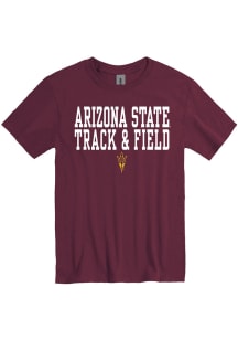 Arizona State Sun Devils Maroon Track And Field Stacked Short Sleeve T Shirt