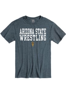 Arizona State Sun Devils Charcoal Wrestling Stacked Short Sleeve T Shirt