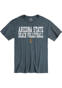 Arizona State Sun Devils Charcoal Beach Volleyball Stacked Short Sleeve T Shirt