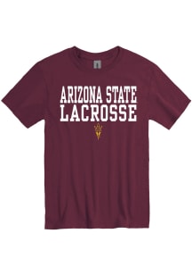 Arizona State Sun Devils Maroon Lacross Stacked Short Sleeve T Shirt