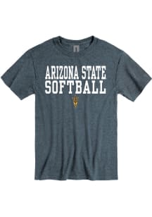 Arizona State Sun Devils Charcoal Softball Stacked Short Sleeve T Shirt