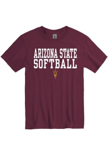 Arizona State Sun Devils Maroon Softball Stacked Short Sleeve T Shirt