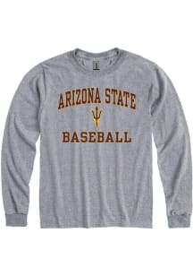 Arizona State Sun Devils Grey Baseball Number One Long Sleeve T Shirt