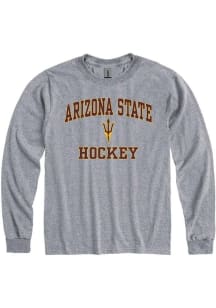 Arizona State Sun Devils Grey Hockey Number One Long Sleeve T Shirt