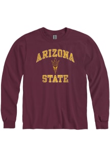 Arizona State Sun Devils Maroon Number One Design Team Logo Long Sleeve T Shirt