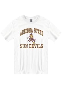 Arizona State Sun Devils White Number One Design Sparky Logo Short Sleeve T Shirt