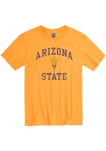 Arizona State Sun Devils Gold Number One Design Team Logo Short Sleeve T Shirt