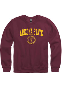 Arizona State Sun Devils Mens Maroon Seal Long Sleeve Crew Sweatshirt